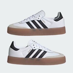 adidas White and Black Platform Samba Sneakers